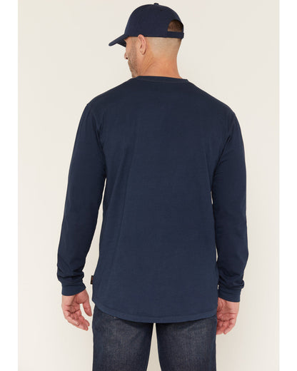 Men's FR Pocket Bull Solid Snap Long Sleeve Work Shirt Navy