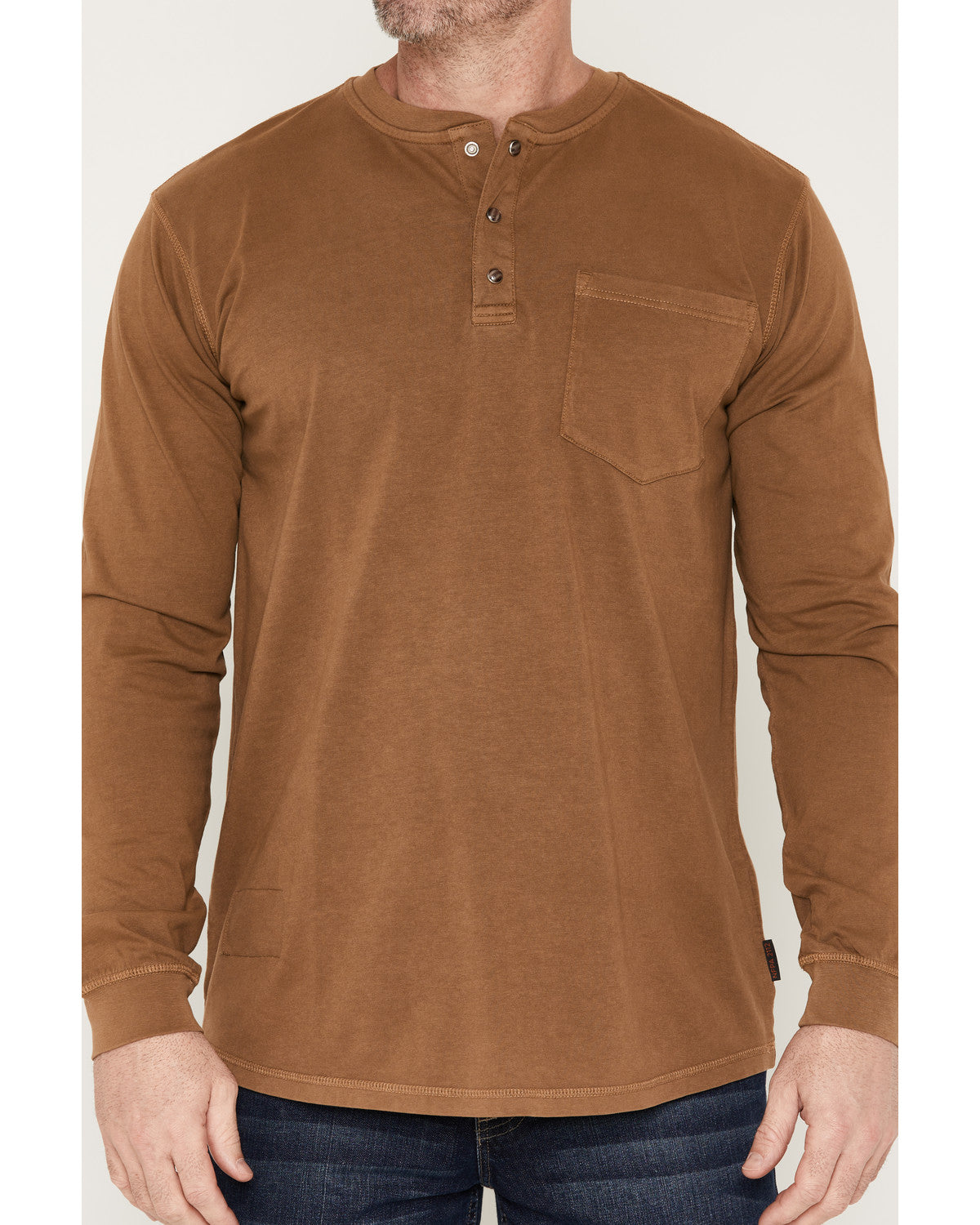 Men's FR Roughneck Solid Long Sleeve Snap Henley Work Shirt Khaki