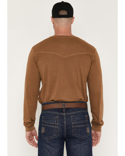 Men's FR Roughneck Solid Long Sleeve Snap Henley Work Shirt Khaki