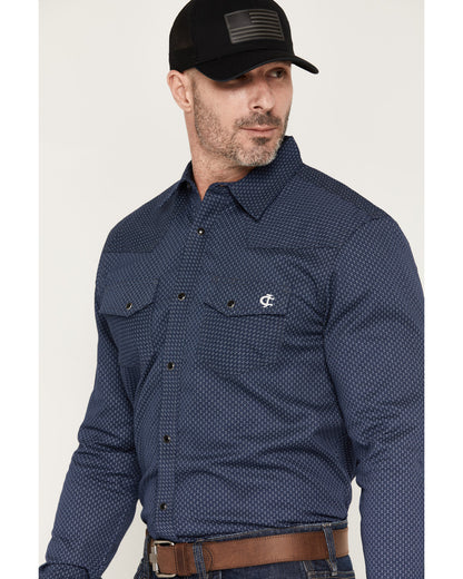 Men's FR Medora Print Long Sleeve Snap Stretch Western Work Navy