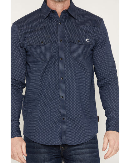Men's FR Medora Print Long Sleeve Snap Stretch Western Work Navy