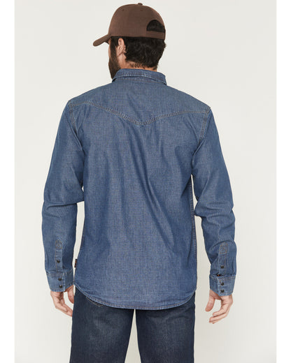 Men's FR Playa Ripstop Denim Long Sleeve Snap Work Shirt Light Wash