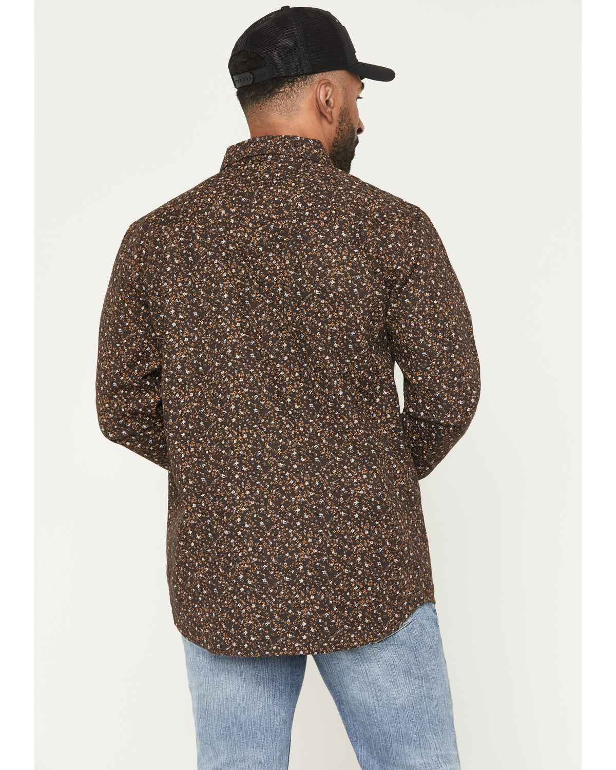 Men's FR Milkweed Printed Long Sleeve Stretch Work Shirt Dark Brown