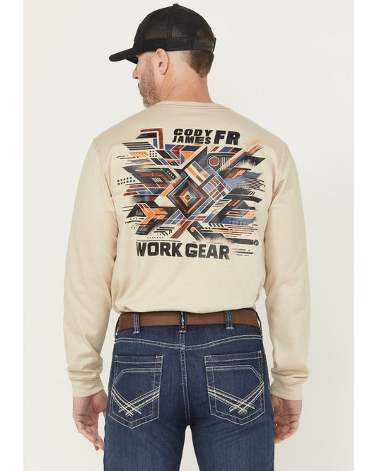 Men's FR Thrasher Long Sleeve Graphic Work Shirt Tan
