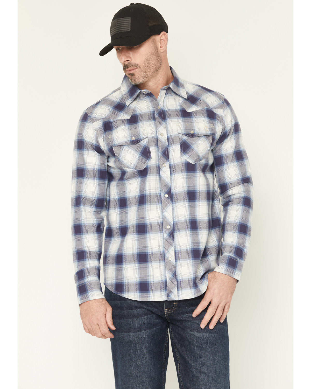Men's FR Tex Plaid Print Long Sleeve Snap Work Shirt Tan