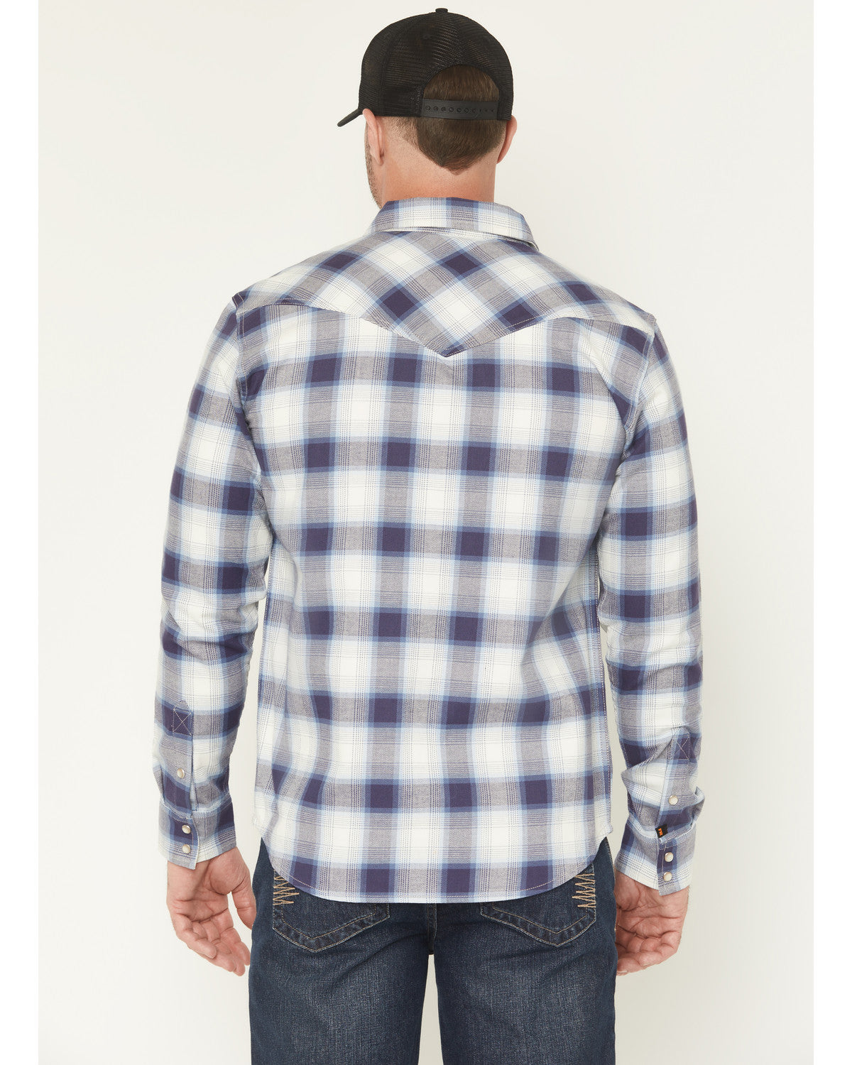 Men's FR Tex Plaid Print Long Sleeve Snap Work Shirt Tan