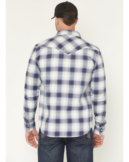 Men's FR Tex Plaid Print Long Sleeve Snap Work Shirt Tan