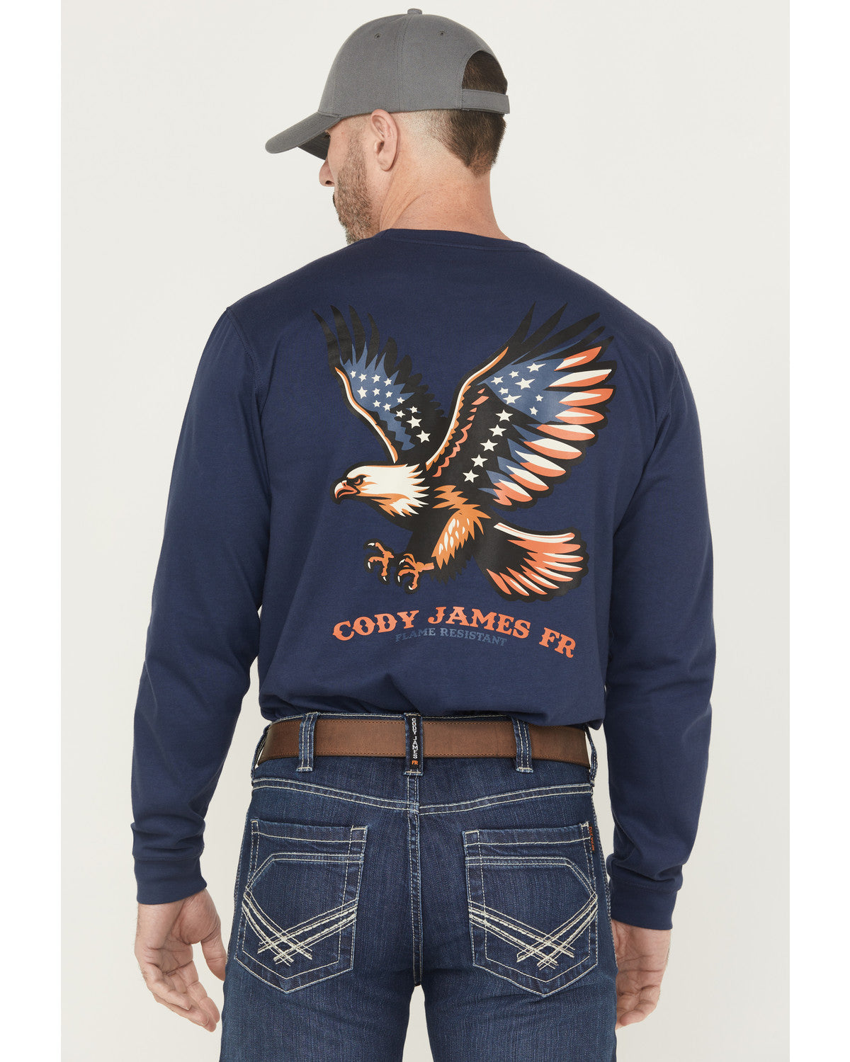 Men's FR Eagle Long Sleeve Graphic Work Shirt Navy