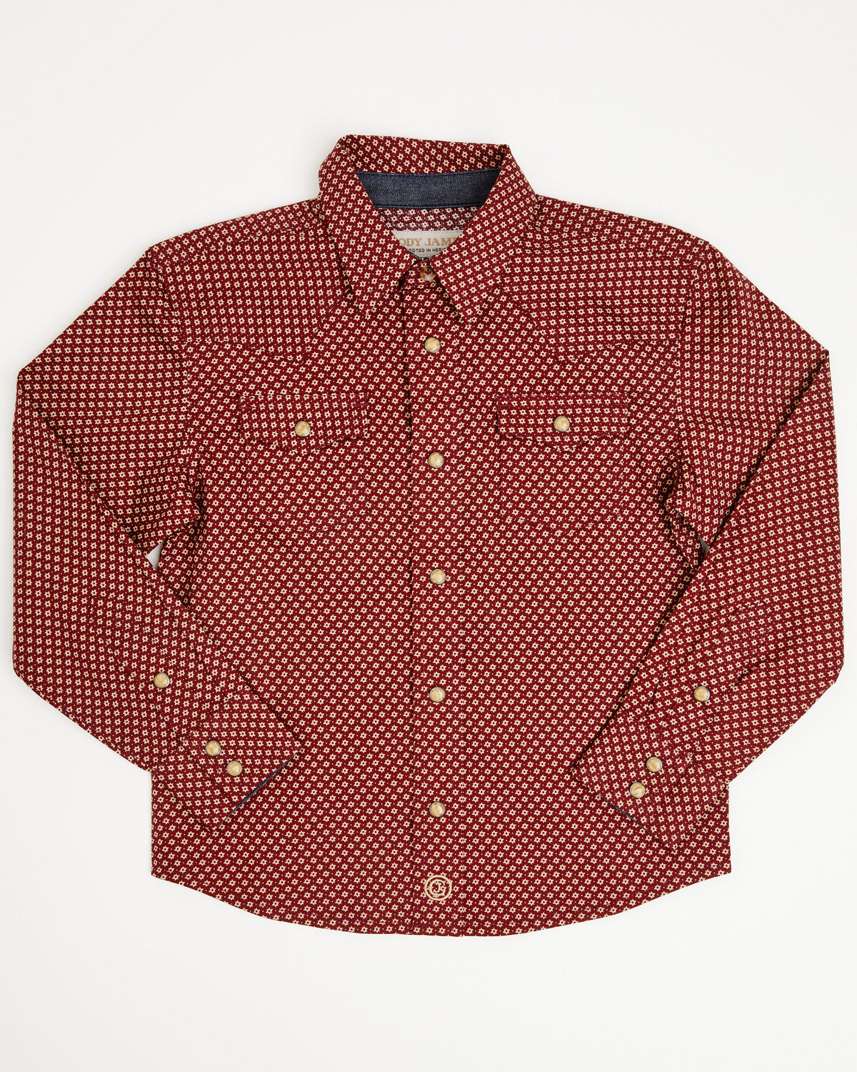 Toddler Boys' NFR Geo Print Long Sleeve Snap Stretch Wester Burgundy