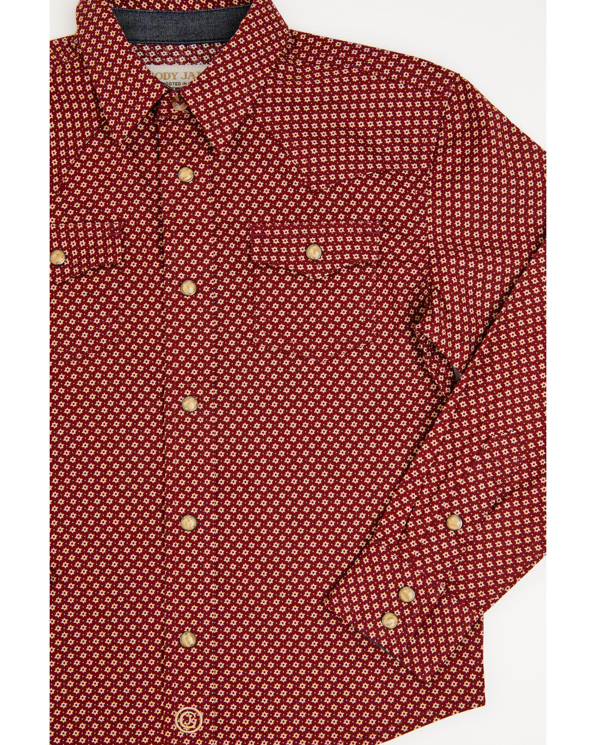 Toddler Boys' NFR Geo Print Long Sleeve Snap Stretch Wester Burgundy