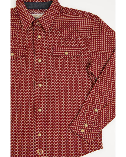 Toddler Boys' NFR Geo Print Long Sleeve Snap Stretch Wester Burgundy