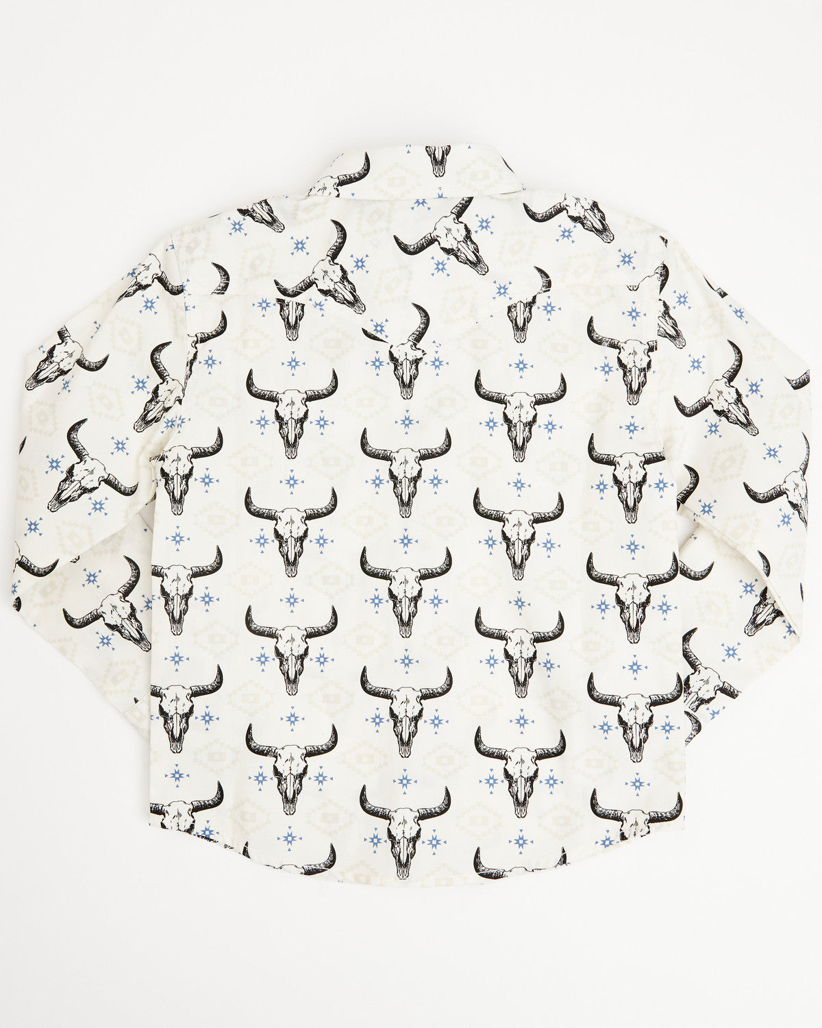Toddler Boys' Prehistoric Bull Skull Print Long Sleeve Snap Cream