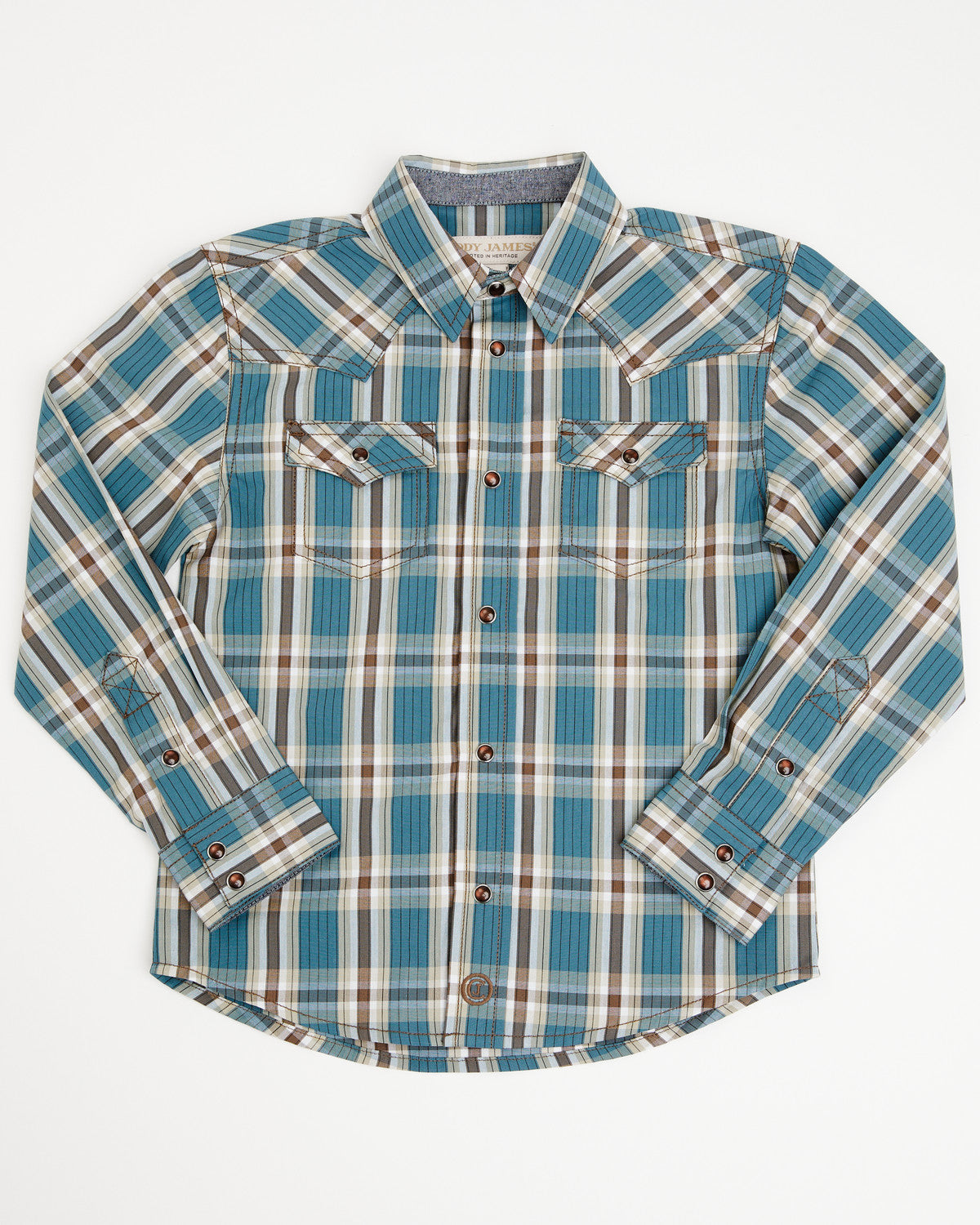 Toddler Boys' Niagra Falls Plaid Print Long Sleeve Snap Wes Blue