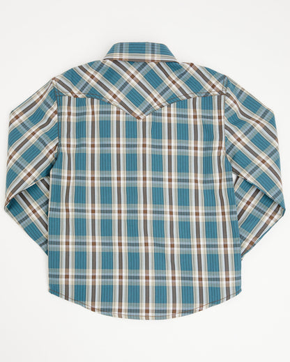 Toddler Boys' Niagra Falls Plaid Print Long Sleeve Snap Wes Blue