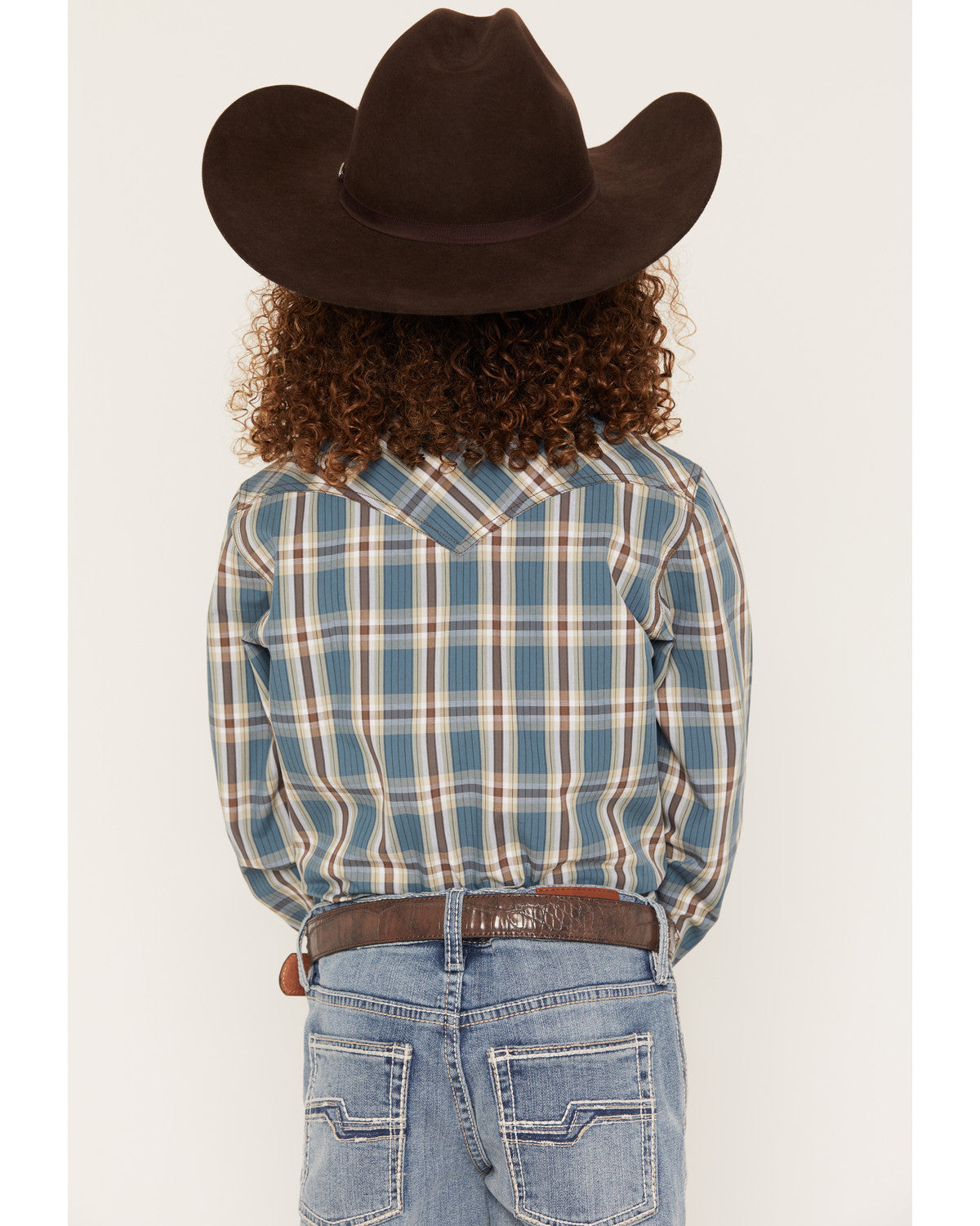 Boys' Niagra Falls Plaid Print Long Sleeve Snap Western Shi Blue