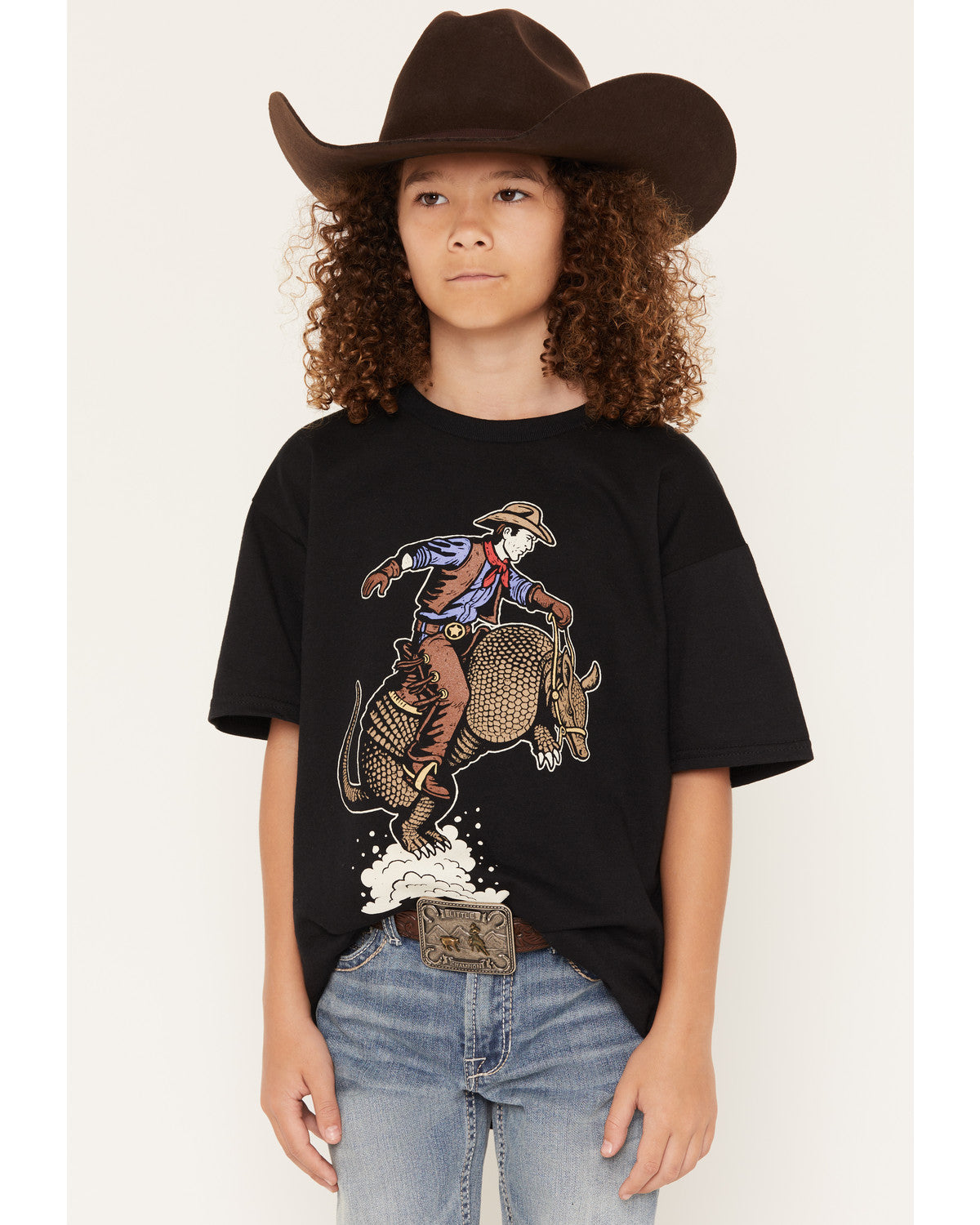 Boys' Armadillo Rider Short Sleeve Graphic T-Shirt Black