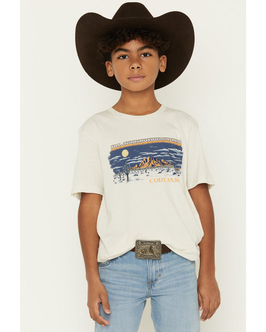Boys' Moonlit Scenic Print Short Sleeve Graphic T-Shirt Natural