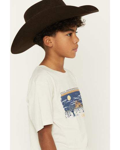 Boys' Moonlit Scenic Print Short Sleeve Graphic T-Shirt Natural