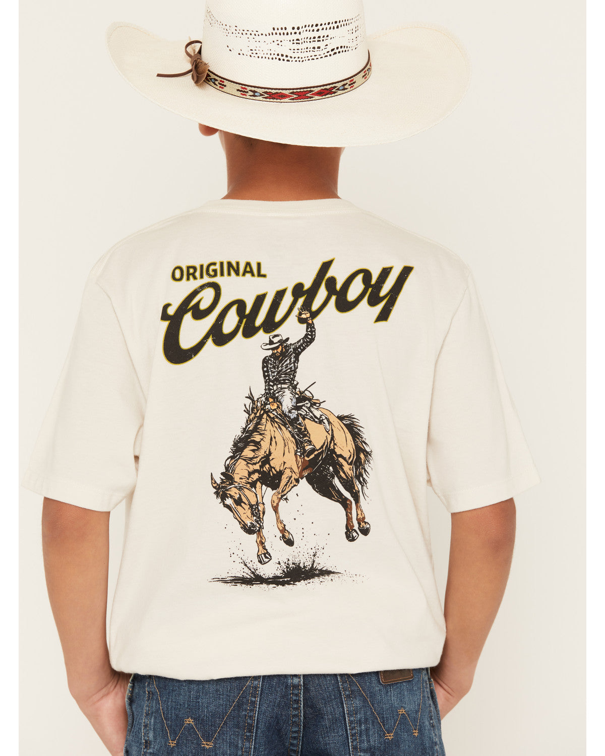 Boy's Original Cowboy Logo Short Sleeve Graphic T-Shirt Natural