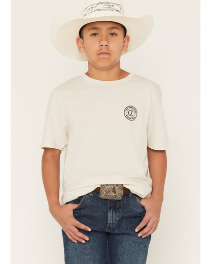 Boy's Original Cowboy Logo Short Sleeve Graphic T-Shirt Natural