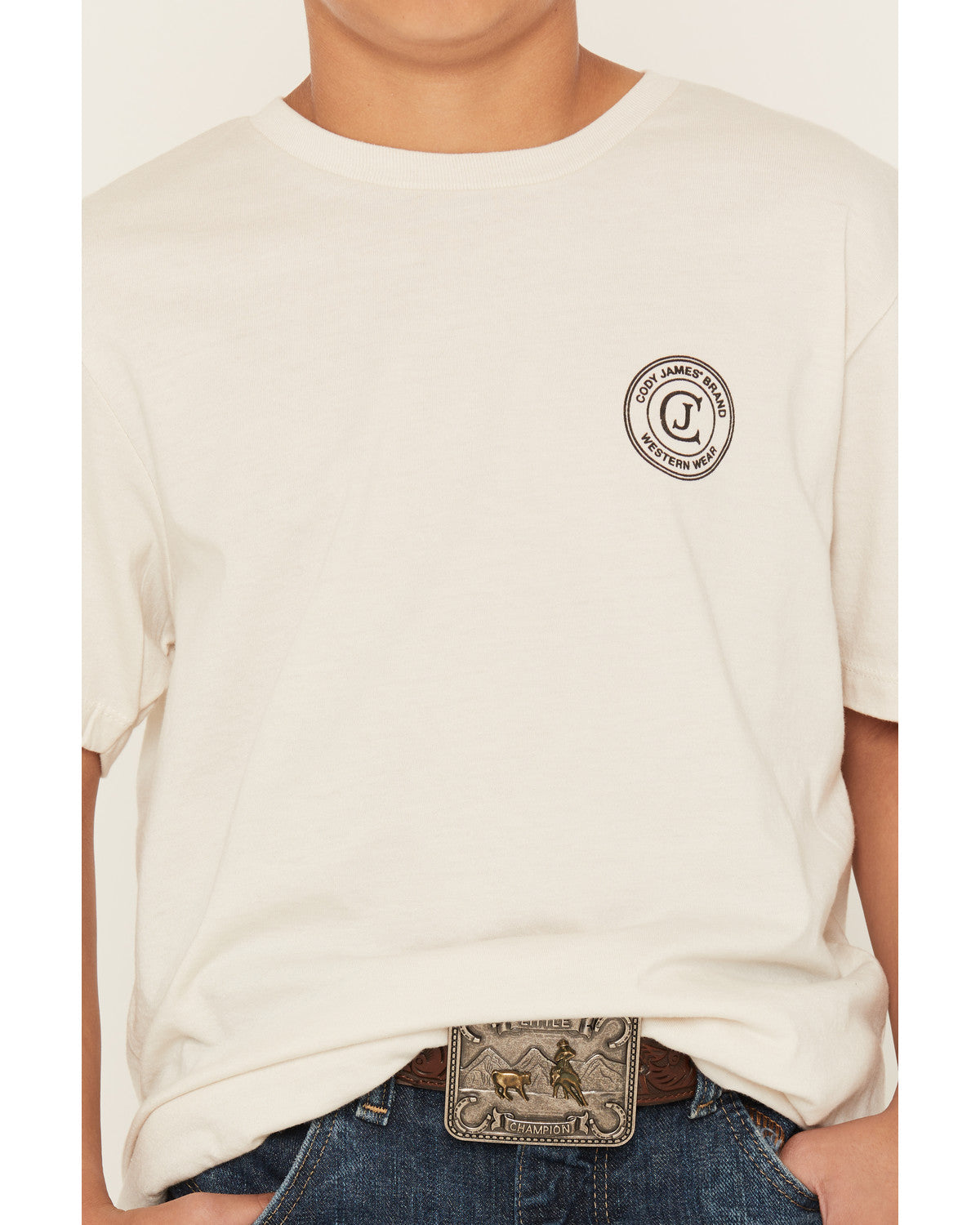 Boy's Original Cowboy Logo Short Sleeve Graphic T-Shirt Natural