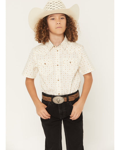 Boys' Jace Southwestern Print Short Sleeve Snap Western Shi Blue