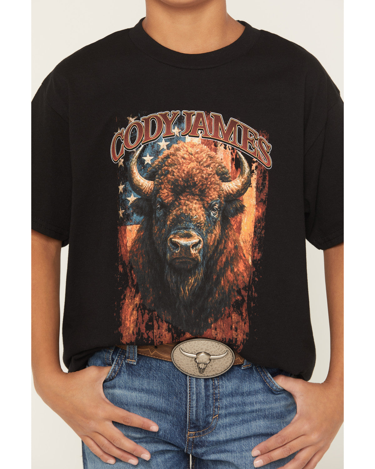 Boys' Americana Bull Short Sleeve Graphic T-Shirt Black