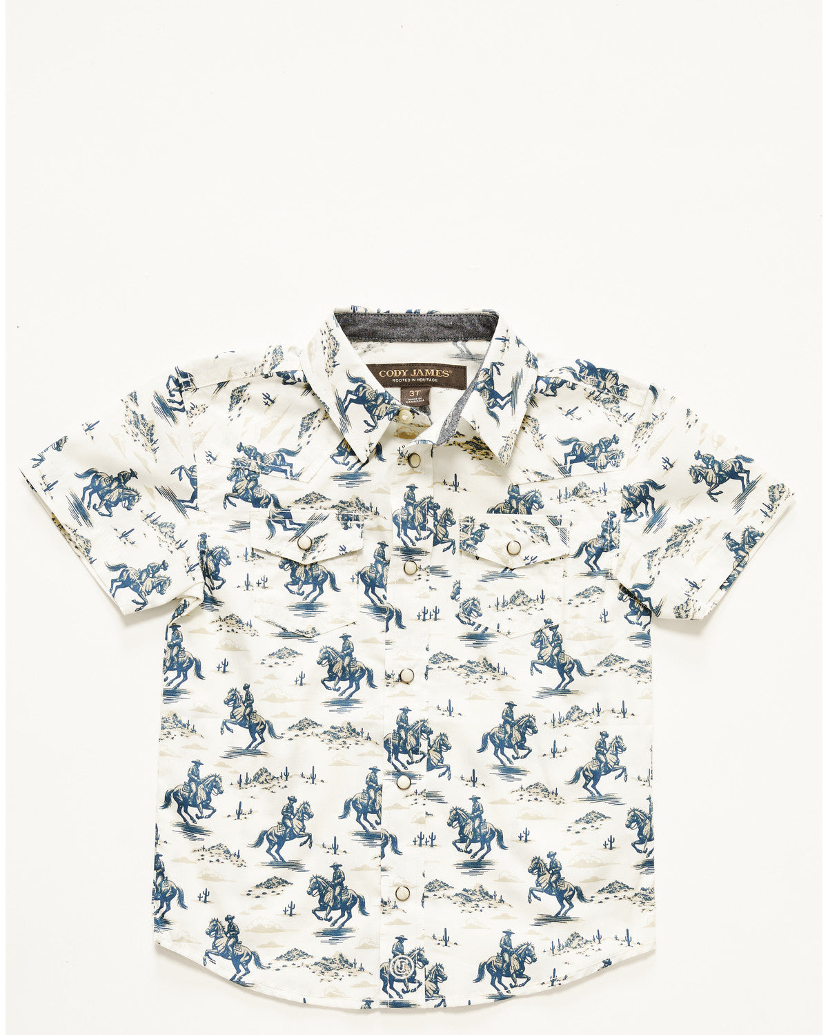 Toddler Boys' Amos Western Print Short Sleeve Snap Western Blue