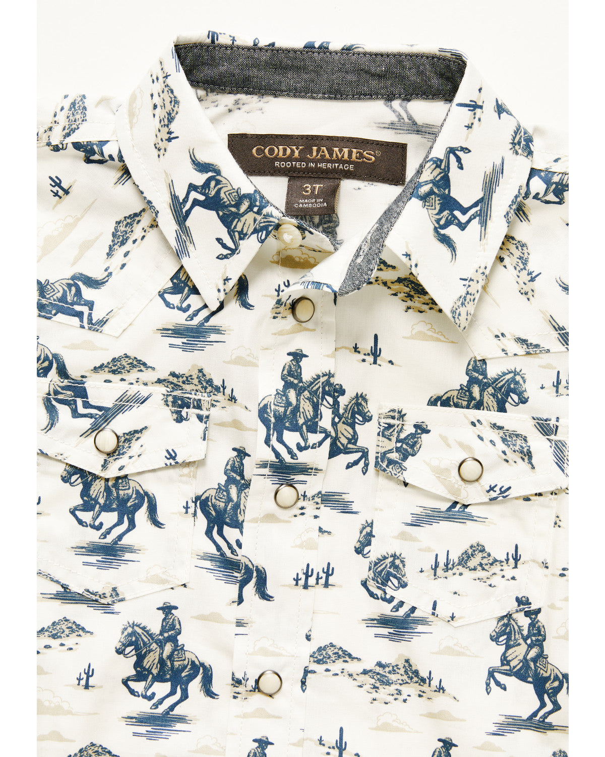 Toddler Boys' Amos Western Print Short Sleeve Snap Western Blue