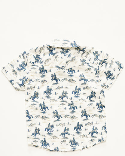 Toddler Boys' Amos Western Print Short Sleeve Snap Western Blue