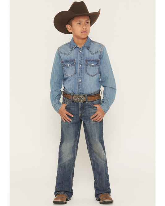 Boys' Texas Dark Wash Relaxed Bootcut Stretch Denim Jeans Dark Wash