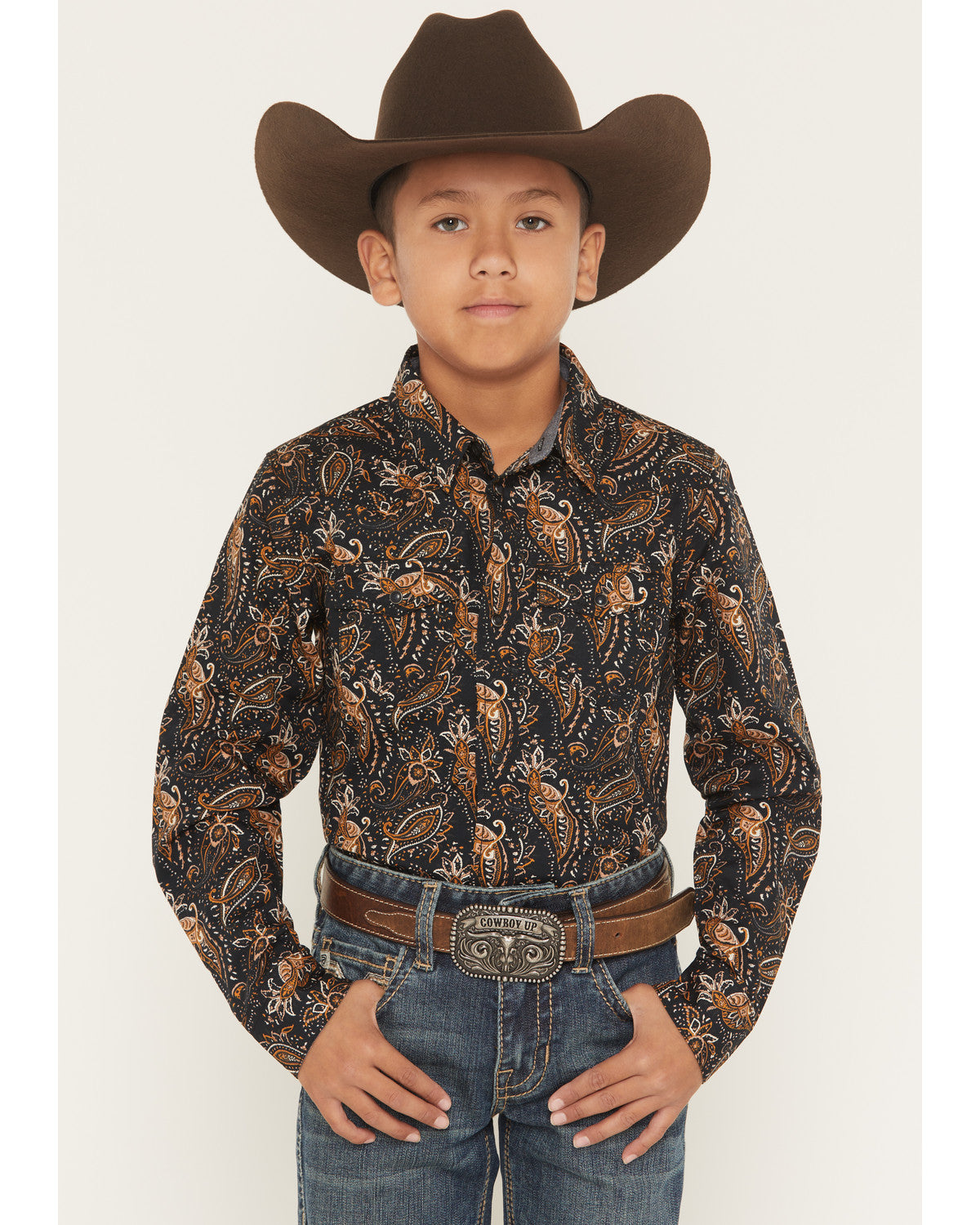 Men's Canyon Rider Paisley Print Long Sleeve Snap Western S Navy