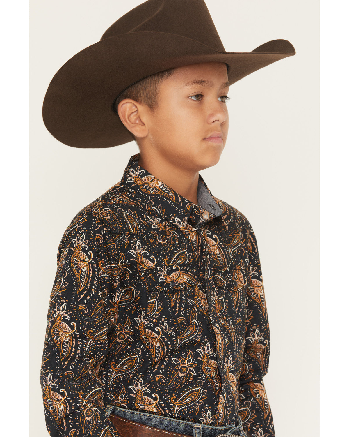 Men's Canyon Rider Paisley Print Long Sleeve Snap Western S Navy