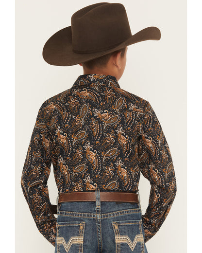 Men's Canyon Rider Paisley Print Long Sleeve Snap Western S Navy