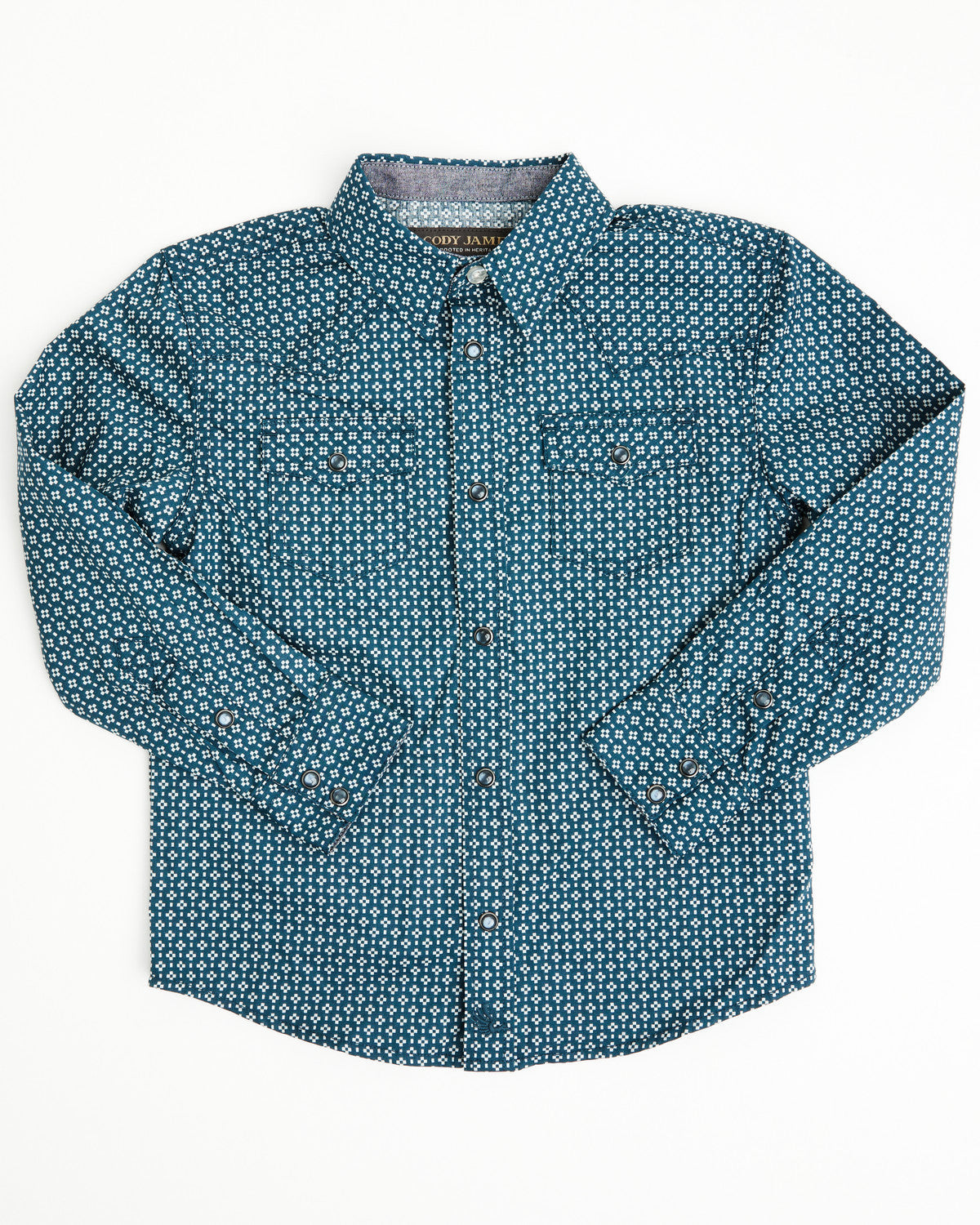 Toddler Boys' Bourbon Geo Print Long Sleeve Pearl Snap West Navy