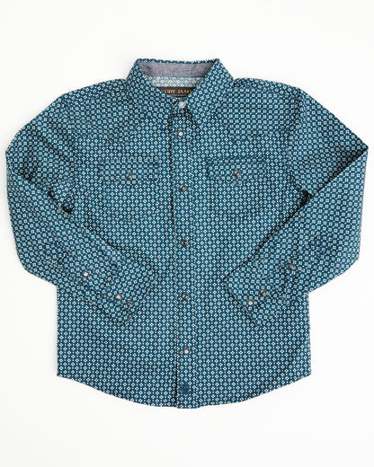 Toddler Boys' Bourbon Geo Print Long Sleeve Pearl Snap West Navy