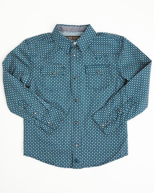 Toddler Boys' Bourbon Geo Print Long Sleeve Pearl Snap West Navy