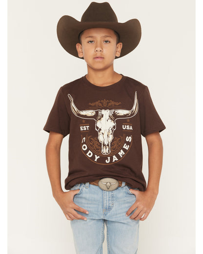 Boys' USA Steerhead Short Sleeve Graphic T-Shirt Dark Brown