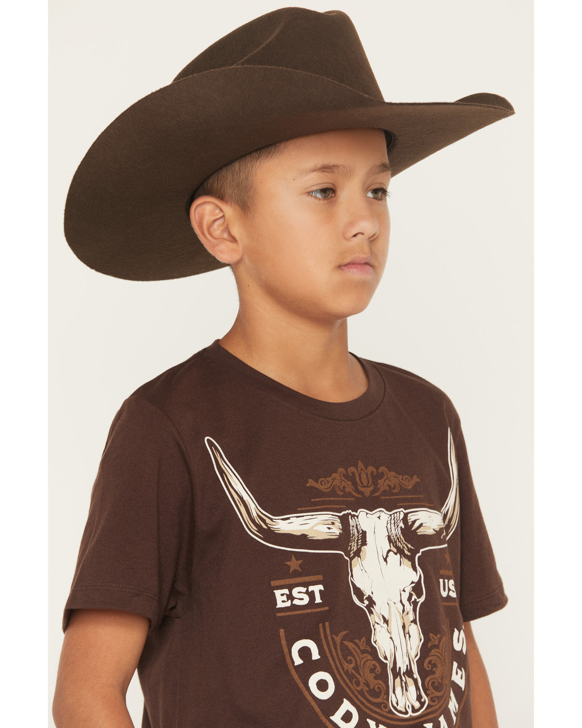 Boys' USA Steerhead Short Sleeve Graphic T-Shirt Dark Brown