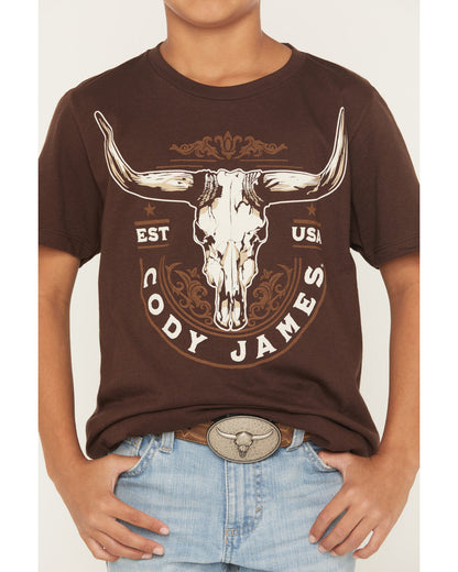 Boys' USA Steerhead Short Sleeve Graphic T-Shirt Dark Brown
