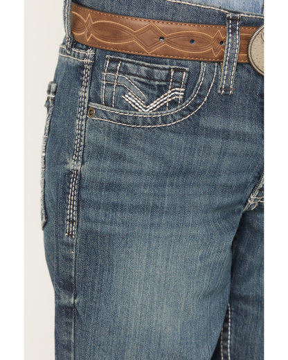 Little Boys' Grullo Medium Wash Relaxed Bootcut Comfort Str Medium Wash