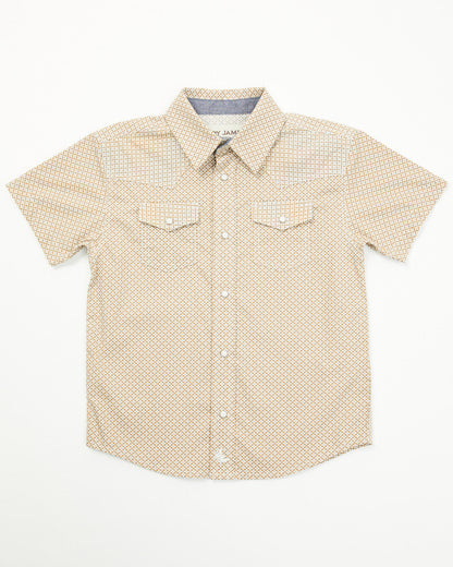 Toddler Boys' Grill and Greet Medallion Print Short Sleeve Tan