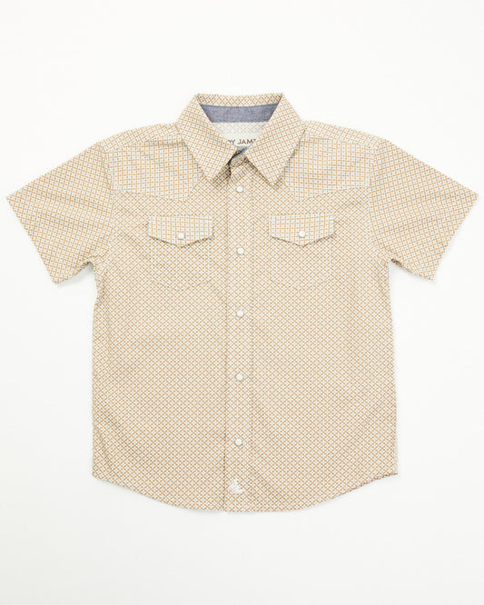 Toddler Boys' Grill and Greet Medallion Print Short Sleeve Tan