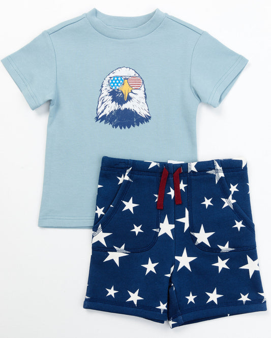 Toddler Boys' USA Shirt and Shorts - 2 Piece Set Blue
