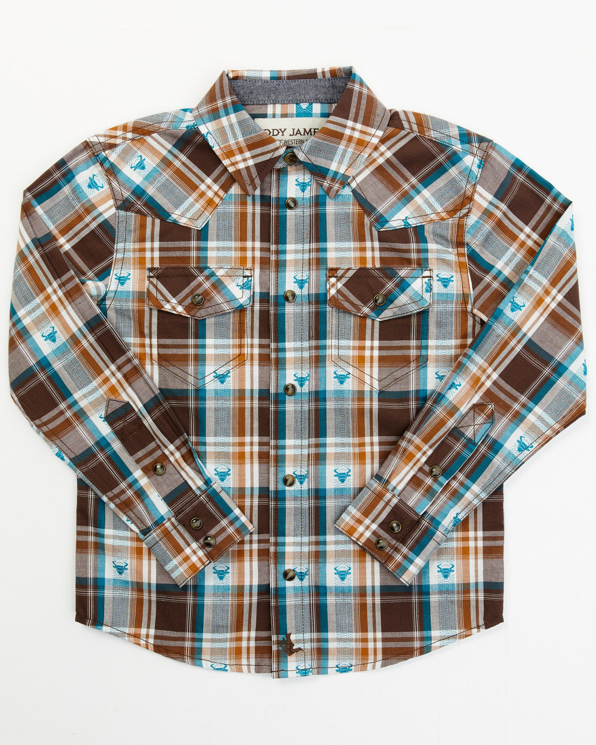 Toddler Boys' Bull Dobby Long Sleeve Snap Shirt Dark Brown