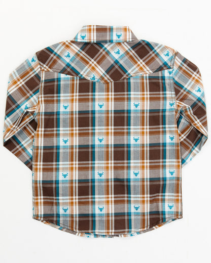 Toddler Boys' Bull Dobby Long Sleeve Snap Shirt Dark Brown