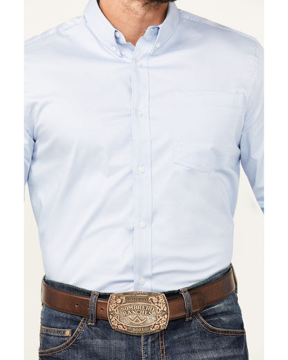 Men's Performance Twill Solid Long Sleeve Button-Down Weste Light Blue