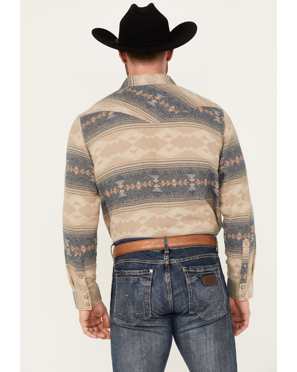 Men's Arrow Bear Southwestern Print Long Sleeve Snap Wester Tan