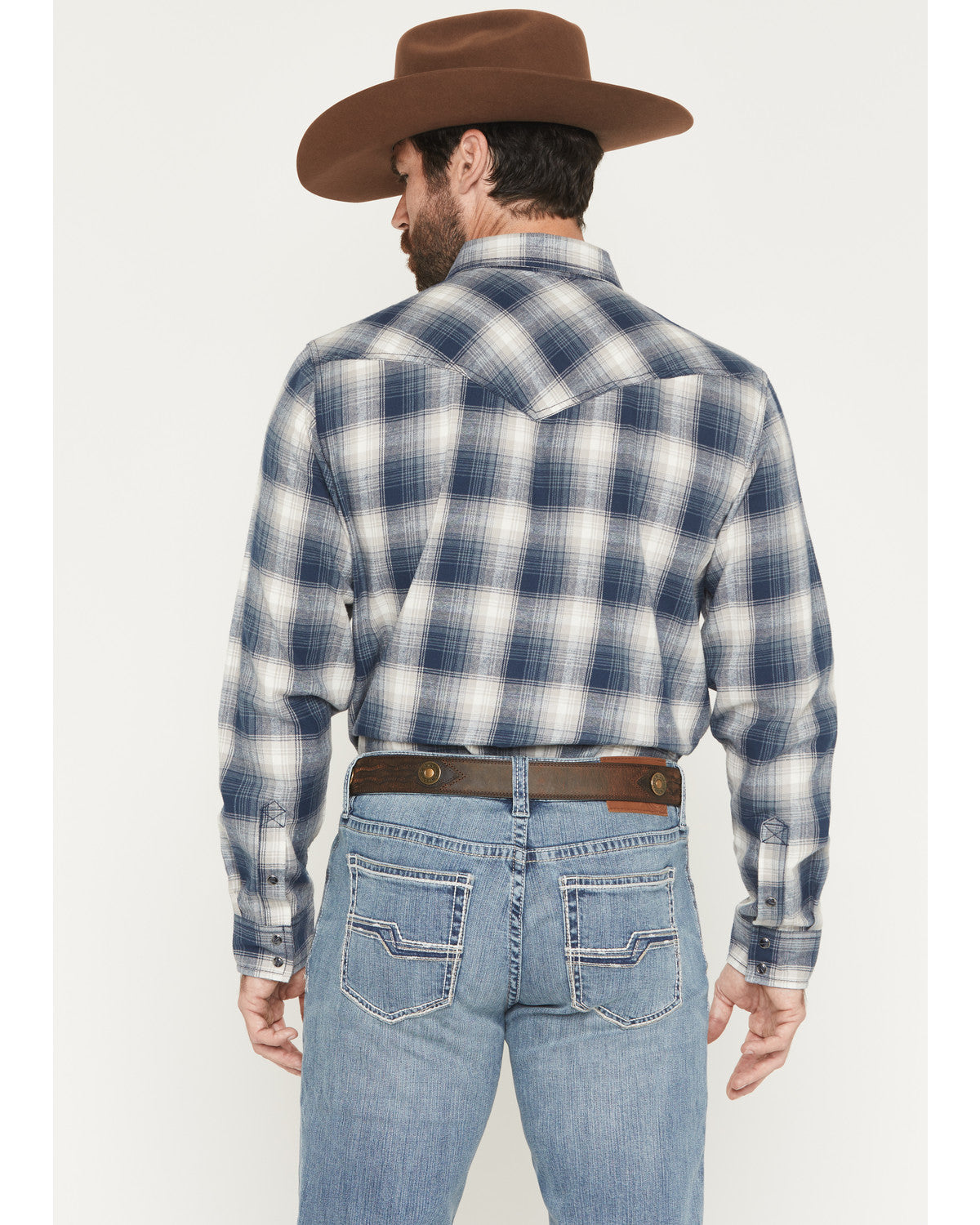 Men's Rio Bravo Plaid Print Long Sleeve Flannel Shirt Dark Blue