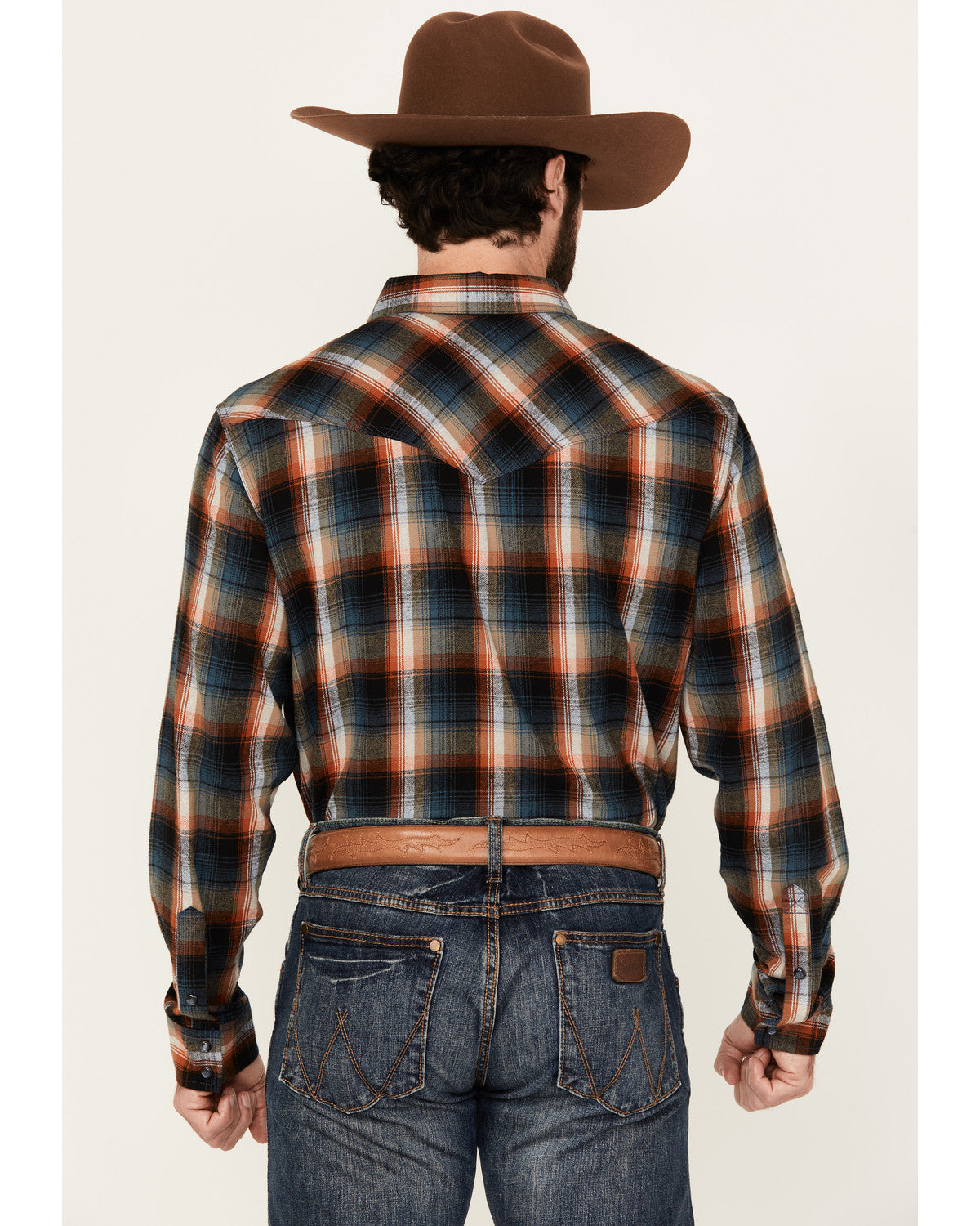 Men's Santa Cruz Plaid Print Long Sleeve Snap Flannel Shirt Brown